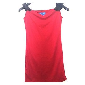 Red dress with bow shoulder straps
